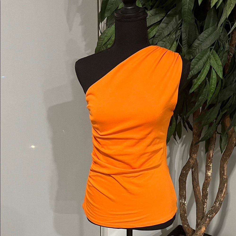 Zara Vibrant Orange One-Shoulder Blouse